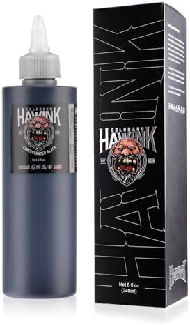 HAWINK Black Tattoo Ink 8oz (240ml) Vegan-Friendly USA Standard Pigment Tattoo Supplies Concentrated Black TI203-240-002