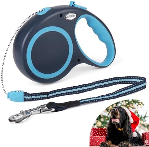 30Ft Retractable Dog Leash,Heavy Duty Great Leash for Dog up to 77 lbs,Night Reflection,One-Handed Brake, Strong Nylon Tape, Tangle Free,Anti-Slip Rubberized Handle(Cord,Large Size)