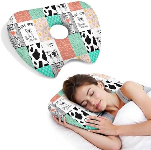Ear Piercing Pillow with Ear Hole for Side Sleeper Relief Ear Pain,Cotton and Polyester Ear Pillows,Washable Ear Guard Pillow