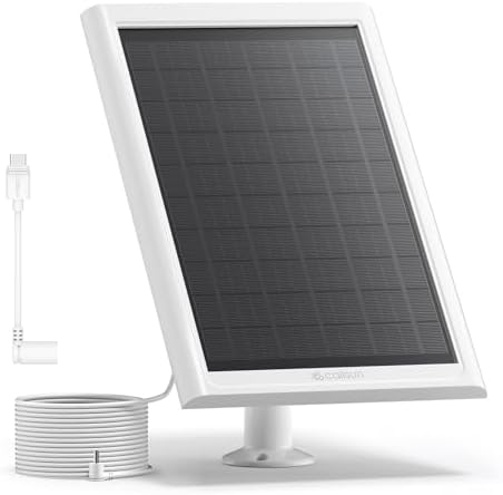 Solar Panel for Ring Camera,6W Solar Charger for Ring Stick Up Cam Battery/Pro&Ring Spotlight Cam Battery/Plus/Pro,13FT Cable IP68 Waterproof USB-C and DC3.5mm Ports White