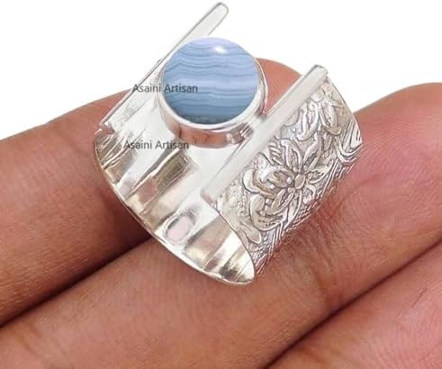 Timeless Elegance: 7MM Round Gemstone Pure 925 Sterling Silver Gift Floral Engraved Ring for Every Occasion