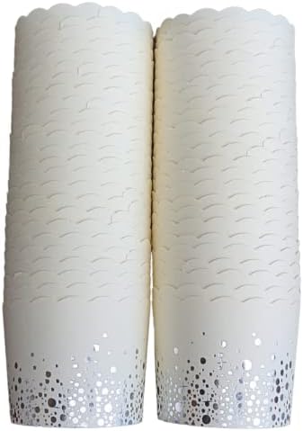50-Pack Paper Baking Cups, Greaseproof Disposable Cupcake Muffin Liners (Large, Silver Confetti)