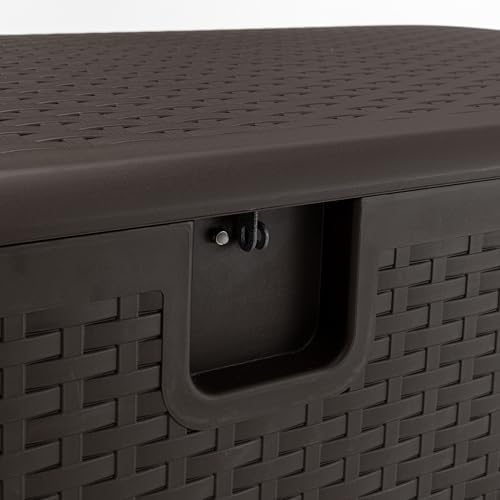 BTEXPERT 120 Gallon Outdoor Storage Deck Box Large Container for Patio Furniture Garden Tools Cushions Pool Supplies Sports Equipment Waterproof Lockable Steel Metal insert rod UV Resistant Resin