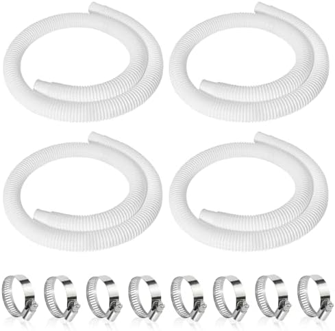 4 Pcs 1.25" Pool Hose, 59" Long Accessory Pool Pump Replacement Hoses, Compatible with All Above Ground Pool Filter Pumps that Use 1 1/4 Diameter Hoses