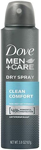 Dove Men + Care Dry Spray Antiperspirant, Clean Comfort 3.8 oz (Pack of 6)