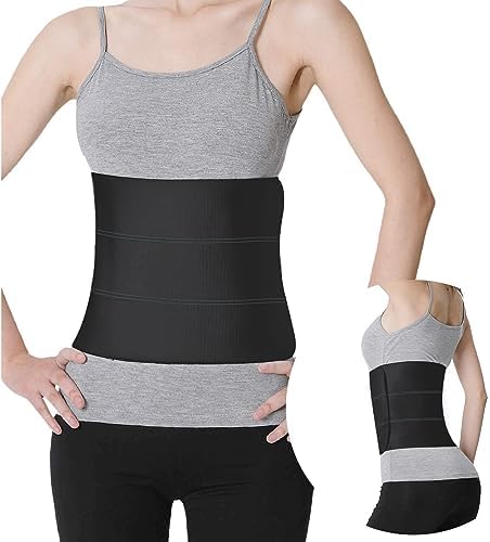S Abdominal Binder Post Surgery - Elastic Waist Band for Stomach Support & Compression, Bariatric, Tummy Tuck | Latex-free, Breathable Belly Wrap Hernia Belt - (45" - 60") 3 PANEL - 9" BLACK