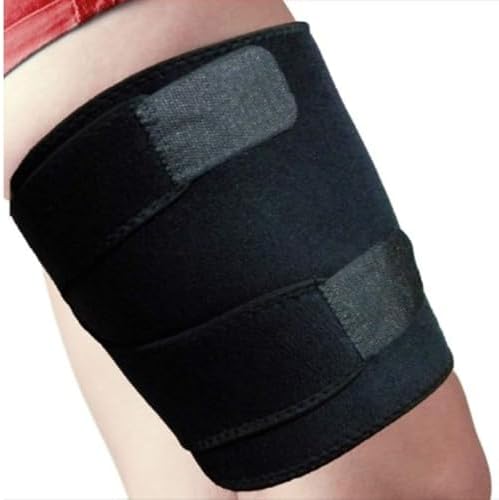 Adjustable Thigh Brace Support, Quadriceps Support and Thigh Wraps for Men and Women. Unisex Breathable Neoprene Non-Slip Hamstring Compression Sleeve