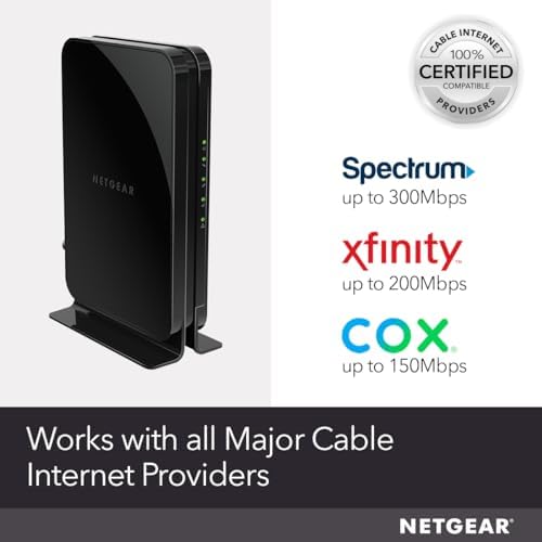 NETGEAR Cable Modem CM500 - Compatible with all Cable Providers incl. Xfinity, Spectrum, Cox | For Cable Plans up to 300Mbps | DOCSIS 3.0