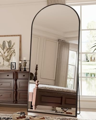 Antok Full Length Mirror, 71"x28" Arched Floor Mirror, Mirror Full Length with Stand, Wall Mounted Mirrors for Living Room Bedroom,Black