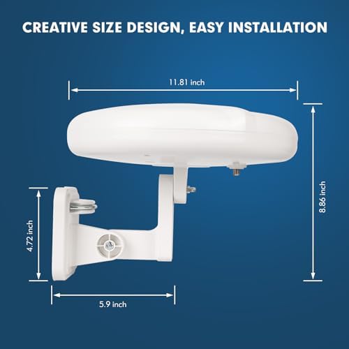 1byone Outdoor TV Antenna 360° Omni-Directional Reception Long 100+ Miles Range Enhance VHF&UHF 4K Ready HDTV Antenna with Added Stability for Outdoor/Attic/RV Use - 39ft RG6 Coax Cable