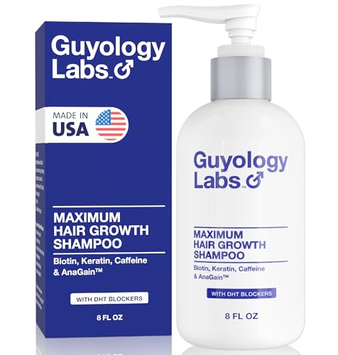 Hair Growth Shampoo For Men - for Thinning Hair - Natural DHT Blockers To Reduce Hair Loss - Biotin and Keratin Best for Growth and Thickening - Clinically Tested - Made in USA by Guyology Labs