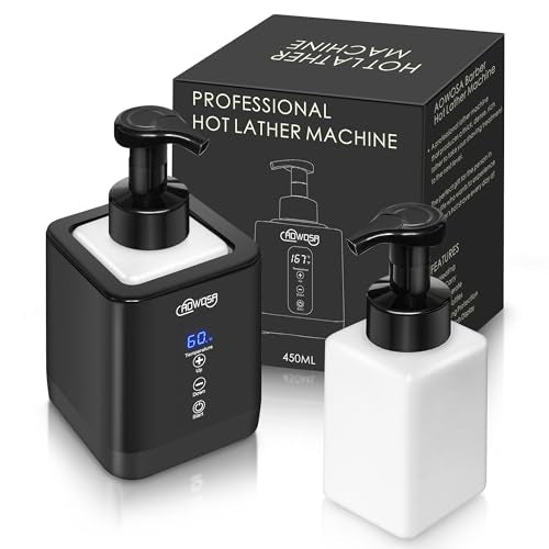 Hot Lather Machine for Shaving Professional Lather Maker for Men Face Shaving Large Capacity Shaving Foam Machine for Home Use Salon Barber Shop, with 2 Foam Bottle and Temperature Digital Display