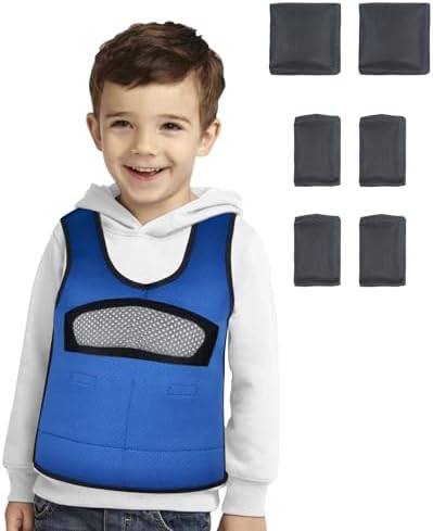 Compression Vest for Kids (Small, Ages 2 to 4) Weighted Vest for Kids Including 6 Removable Weights Navy Blue