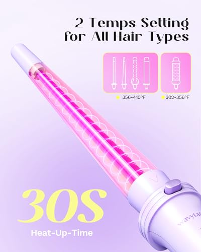 Wavytalk 5 in 1 Curling Iron,Curling Wand Set with Curling Brush and 4 Interchangeable Ceramic Curling Wand(0.5”-1.25”),Instant Heat Up,Include Heat Protective Glove & 2 Clips (Purple)