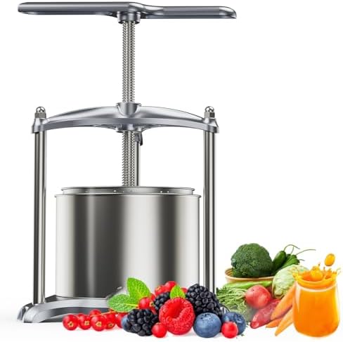 Fruit Wine Press - 100% Nature Juice Making for Apple/Carrot/Orange/Berry/Vegetables,Cheese&Tincture&Herbal Press(1.6 Gallon,Sliver)