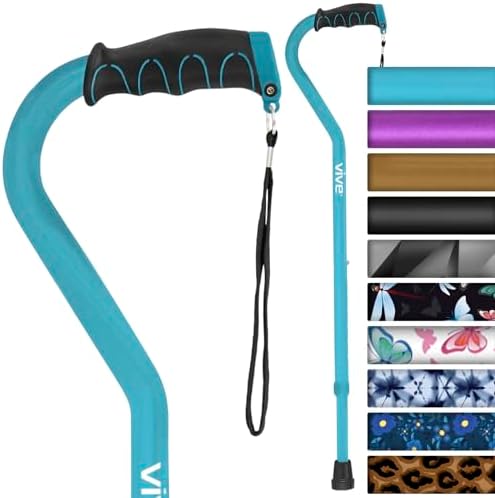 Vive Walking Cane for Women, Men, Elderly - Patented Offset Grip - Lightweight Adjustable Walking Aid with a Non-Slip Tip - Sturdy Balancing Mobility Aid for Seniors