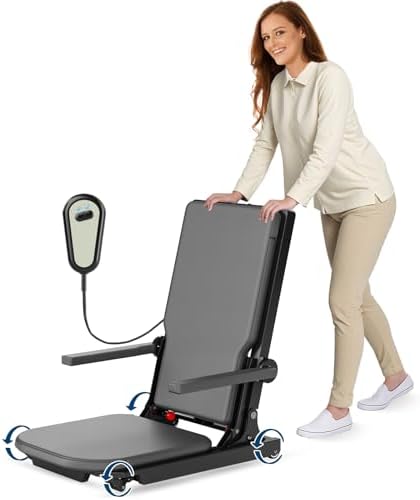 Movable Electric Floor Lift Chair with 4 Wheels for Elderly - Indoor Chair Lift Device to Effortlessly Lift Seniors Off The Floor, 440 Lbs Max Capacity