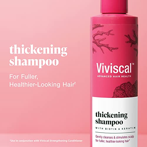 Bundle of Viviscal Thickening Shampoo, With Biotin, Keratin, & Collagen, Strengthens & Reduces Breakage, 250ml (8.45 fl oz) + Hair Self-Care Supplement, Support Keratin Formation, Hair Vitamins, 30ct