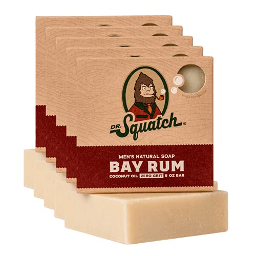 Dr. Squatch Natural Bar Soap for Men - Cold Process Soap with No Harsh Chemicals - Bay Rum (5 oz, 5-Pack)