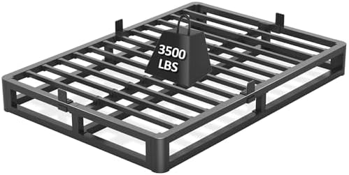 6 Inch Queen Bed Frame with Round Corner Edges, Low Profile Queen Metal Platform Bed Frame with Steel Slat Support, No Box Spring Needed/Easy Assembly/Noise Free Mattress Foundation