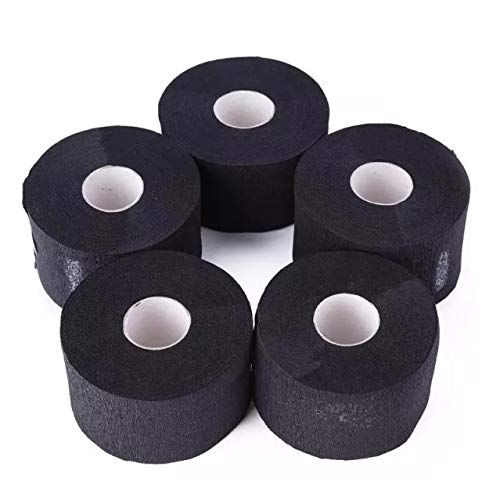 Barber Neck Strips - 5 Rolls 500 Pieces Black, Disposable & Flexible Paper for Hair Cutting, Salon Supplies, Water Resistant and Self-Adhering