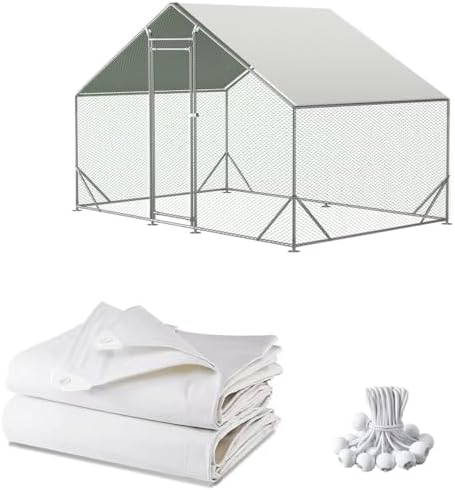 Chicken Coop Cover Waterproof and UV, 11.3 * 6.3 FT Chicken Run Cover for Winter with Ball Bungees Cords, Shade Cloth for Large Chicken Coop, Walk-in Chicken Run Pen, Chicken Coop Tarp (1 Pack)