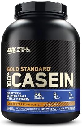 Optimum Nutrition Gold Standard 100% Micellar Casein Protein Powder, Slow Digesting, Helps Keep You Full, Overnight Muscle Recovery, Chocolate Peanut Butter, 4 Pound (Packaging May Vary)