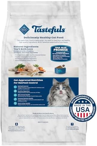 Blue Buffalo Tastefuls Weight & Hairball Control Natural Dry Food for Adult Cats, 3-lb. Bag