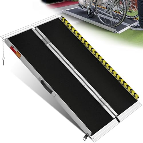 VNN Portable Wheelchair Ramp 4FT, Non-Slip Aluminum Folding Handicap Ramps, Door Threshold Wheelchair Ramps for Home, Threshold Ramp for Home Steps, Scooter Ramp, Doorways