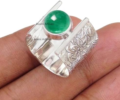 Timeless Elegance: 7MM Round Gemstone Pure 925 Sterling Silver Gift Floral Engraved Ring for Every Occasion