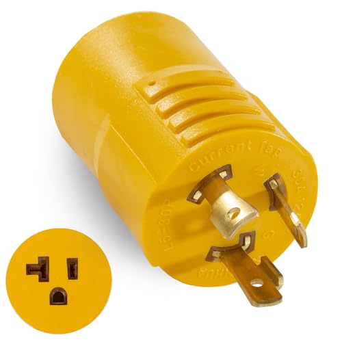 30 Amp Shore Power Adapter - NEMA L5-30P to 5-15R/5-20R Twist Lock Plug RV & Marine Generator Connector, 110V/120V Household Outlet Converter with 3-Prong Locking Safe and Reliable Power Supply