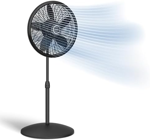 Lasko Pedestal Fan, Oscillating Fan for Bedroom with Adjustable Height and 3 Cooling Speeds, Portable, 18", Black