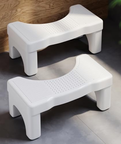 2 Pack Toilet Squat Stool Adult, 7 Inch Potty Steps Stool for Adults, Plastic Bathroom Foot Toilet Stools for Pooping, Stools for Toilet to Help Poop, Healthy Gift for Seniors and Kids