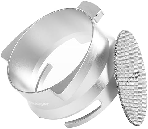 54mm Espresso Dosing Funnel and Puck Screen Set,Hands-Free portafilter funnel with Grinder Trigger.Fits Breville 54mm Portafilters.Reusable 1.7mm Stainless Steel Puck Screen(Silver)