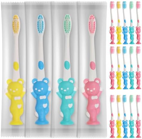 200pcs Bulk Disposable Kid Toothbrushes Individually Wrapped, Toothbrushes Kids Toothbrush for Age 2+ Children Toothbrush, Boys Girls Toothbrush(4 Colors)