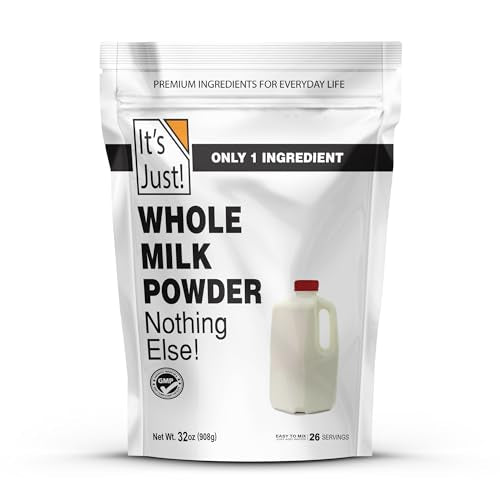 It's Just - Whole Milk Powder, 2lbs, rBST/rBGH Hormone Free, Shelf Stable, Just Add Water, Made in USA, Dry Milk Powder, 32oz