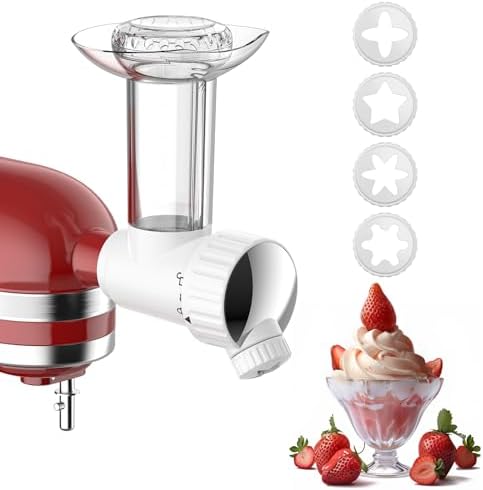 Gvode Frozen Fruit Ice Cream Attachment for Kitchenaid, Make Healthy Ice Cream, Dairy-Free Frozen Fruit Sorbet, Dessert and Soft Serve Frozen Yogurt, Ice Cream Maker- Dishwasher Safe