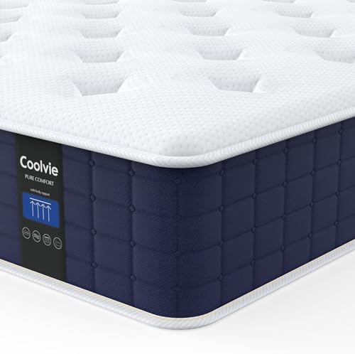 Coolvie Twin Mattress, 10 Inch Twin Size Hybrid Mattress, Individual Pocket Springs with Memory Foam, Bed in a Box, Cooler Sleep with Pressure Relief and Support