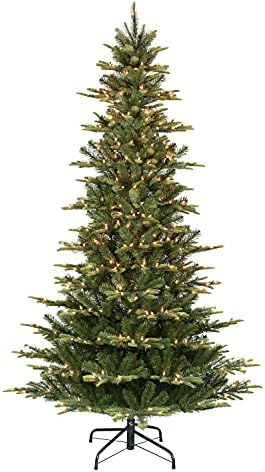Puleo International 7.5 Foot Pre-Lit Slim Aspen Fir Artificial Christmas Tree with 450 UL-Listed Clear Lights, Green