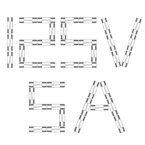 20pcs 5A 125V Christmas Light Fuses 5 Amp 125 Volt Max Glass Fuses Replacement for Outdoor C9 String Xmas Lights (5x20MM / 0.2x0.79Inch)