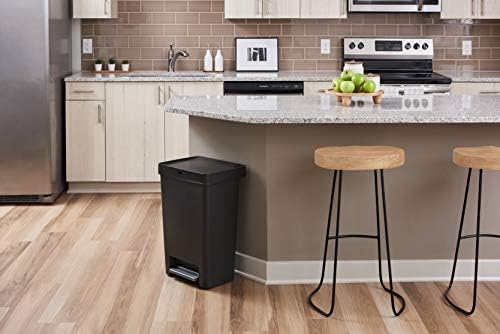 Rubbermaid Premier Series II Step-on Trash Can for Home and Kitchen, with Lid Lock and Slow Close, 13 Gallon, Charcoal, for Home/Kitchen/Hotel/Lobby/Office