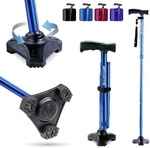 HurryCane Freedom Edition Foldable Walking Cane with T Handle