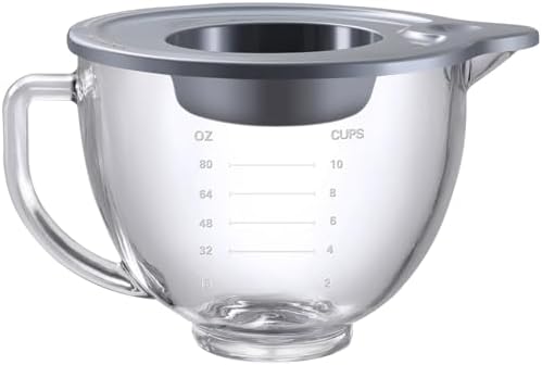 Stand Mixers Bowl for Kitchenaid 4.5 Quart and 5 Quart, Glass Mixing Bowl with Lid and Measurement Markings