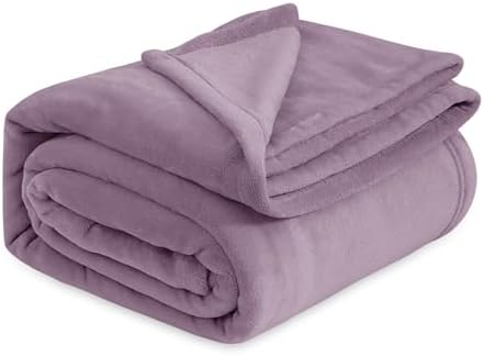 Bedsure Fleece Bed Blankets Queen Size Fog Purple - Soft Lightweight Plush Fuzzy Cozy Luxury Blanket Microfiber, 90x90 inches
