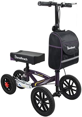 All Terrain Foldable Knee Scooter Walker, Disc Brake Knee Walker for Foot Injuries, Compact Crutches Alternative (Purple)