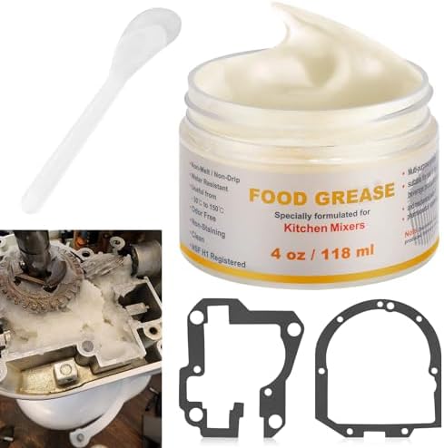 4 Oz Food Grade Grease for kitchen Aid Stand Mixer - by Huthbrother, Universally for kitchen Stand Mixer, Mixer Gear Attachments, Include Gasket 9709511 4162324 With Spatula, NSF-H1 Accredited.
