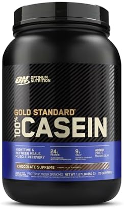 Optimum Nutrition Gold Standard 100% Micellar Casein Protein Powder, Slow Digesting, Helps Keep You Full, Overnight Muscle Recovery, Chocolate Supreme, 2 Pound (Packaging May Vary)