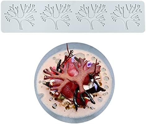 Silicone Molds 3D Hollow Leaf Chocolate Molds Honeycomb Bee Candy Mold Flower Pattern Fondant Mold Cake Topper Sugar Craft Decoration (F_Coral_10.8 * 2.4 * 0.12inch)