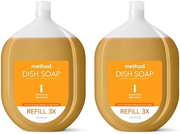 Method Gel Dish Soap, Refill, Clementine, Recylable Bottle, Biodegradable formula, 54 Fl Oz (Pack of 2)