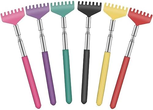 6 Pack Extendable Back Scratcher - Portable Telescoping Metal Back Scratchers/Hand Massager with Soft Rubber Handles for Thanksgiving, Birthday, Christmas Gifts